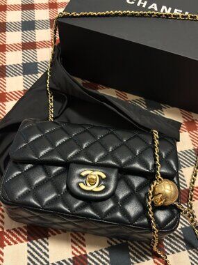 Chanel Black Mini Flap with Gold Ball